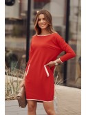 Kleid hinten gekreuzt rot / silber 1656 - Online-Shop - Boutique